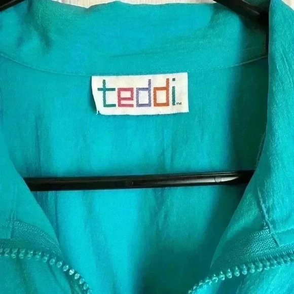 Vintage Teddi windbreaker jacket, Blue Green Size L - Picture 2 of 4